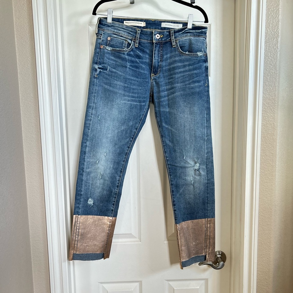 Pilcro and the Letterpress Denim with Gold edging at end, NWT, Sz 29